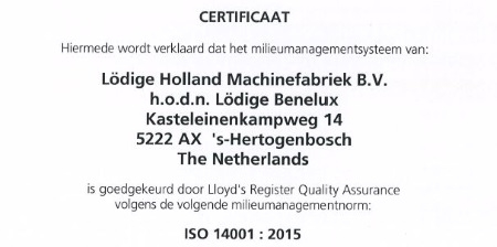 Nieuwe ISO certificering voor Lödige Benelux