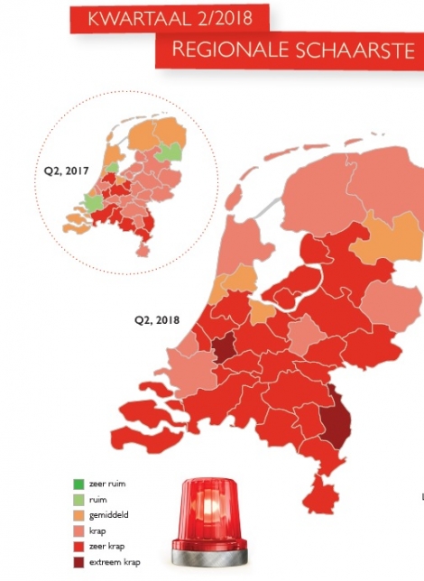 Krappe arbeidsmarkt betreft inmiddels heel Nederland