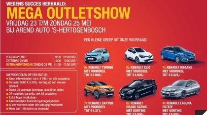 Arend Auto organiseert Mega Outletshow in Den Bosch