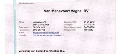 Certificaat Veilig en Milieukundig Slopen Van Mensvoort verlengd